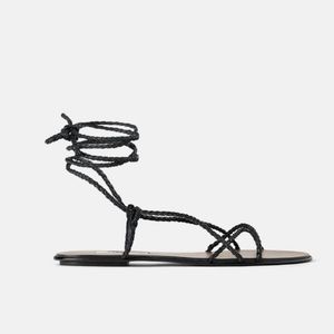 Brand new Zara black leather lace up sandals w/ tags.